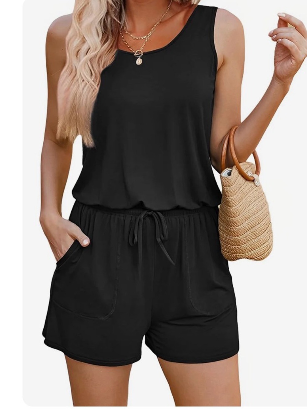 Kyodan Outdoor Black Sleeveless Drawstring Romper